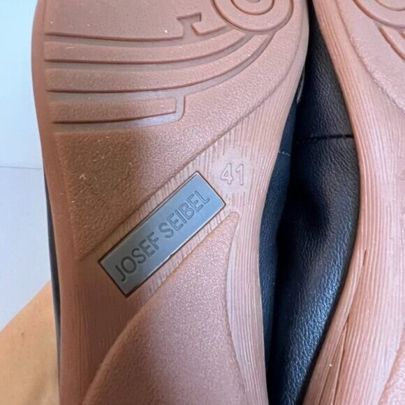 Josef Seibel Black Leather Slip On Ballet Flats - Picture 6 of 7